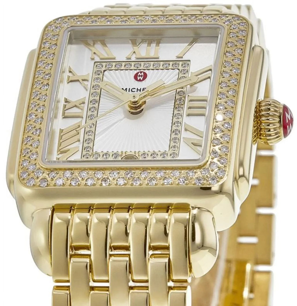 Michele Deco Madison Diamond Silver Dial Diamond Gold Plated Women's Watch MWW06G000003