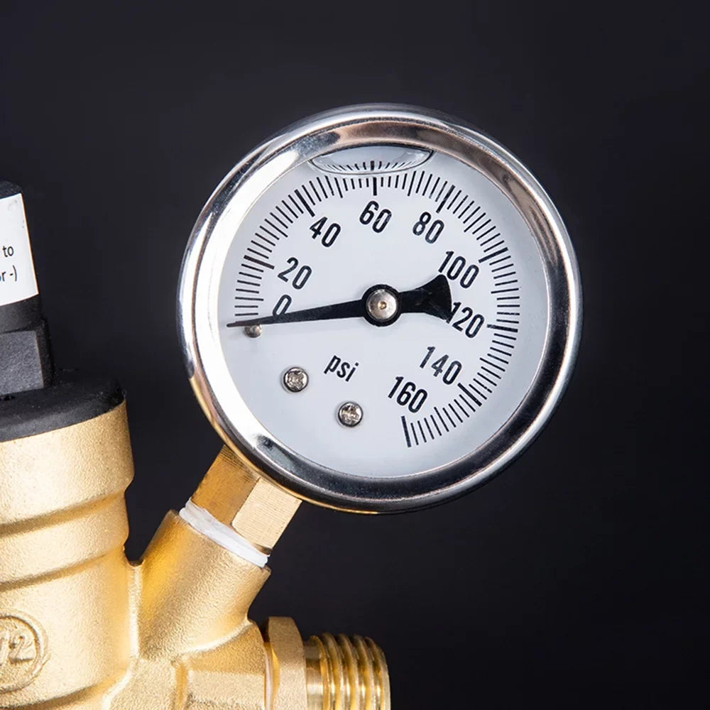 Yabuy Durable Brass Water Pressure Regulator Valve with Inlet Screened Filter Ideal for  Plumbing System