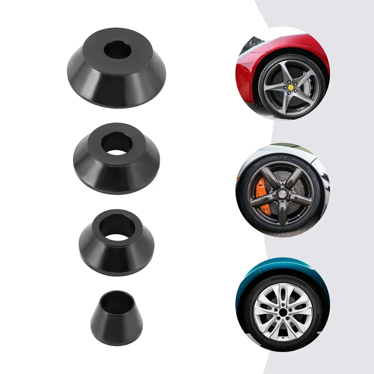 36mm Tire Balancer Cones Set Wheel Balancer Adapter Cones 45-gauge Steel 4 Sizes
