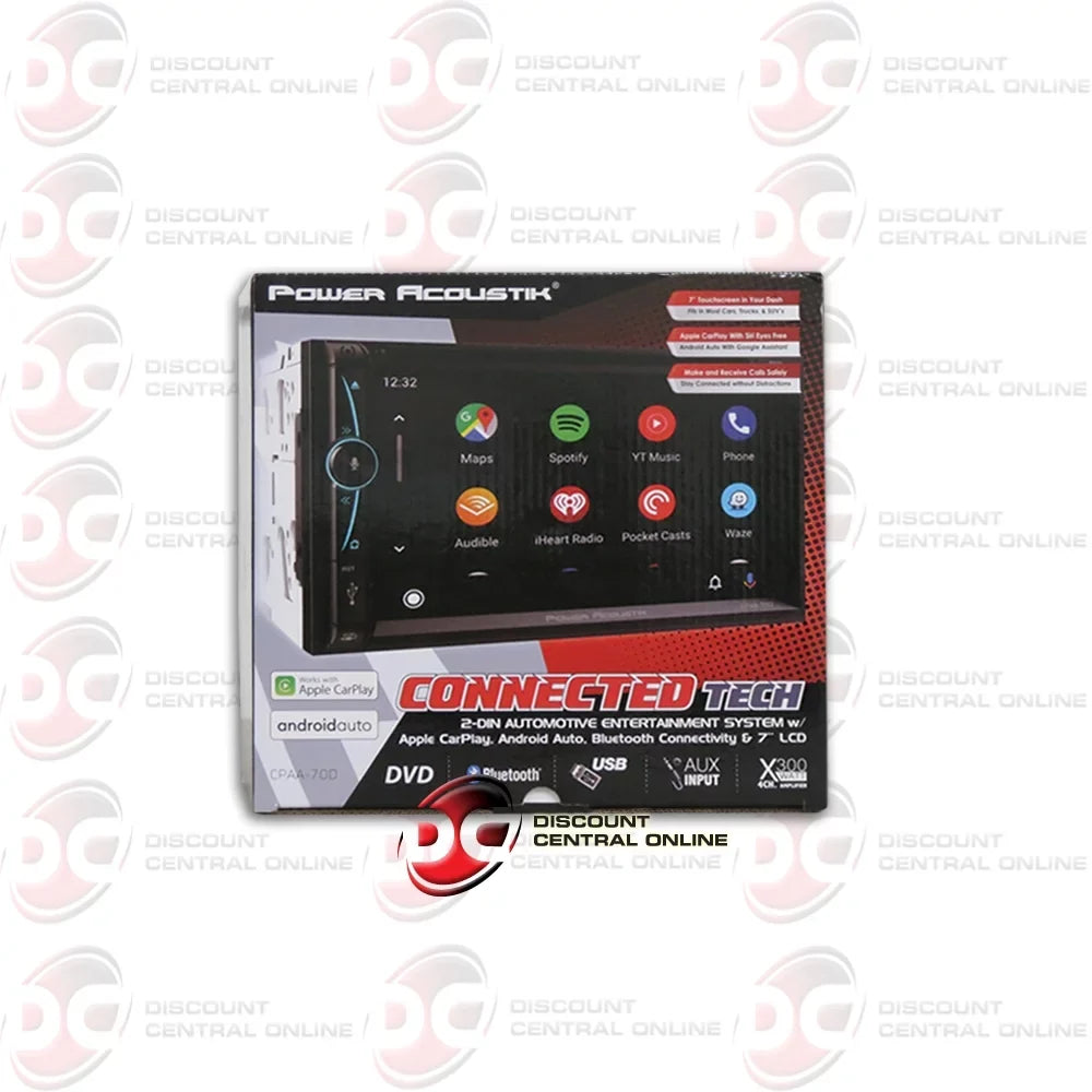 Power Acoustik -70D 2-din 7" Dvd Cd Stereo Bluetooth W/ Apple Carplay & Android Auto with DiscountCentralOnline HL09 Waterproof Nightvision back-up camera