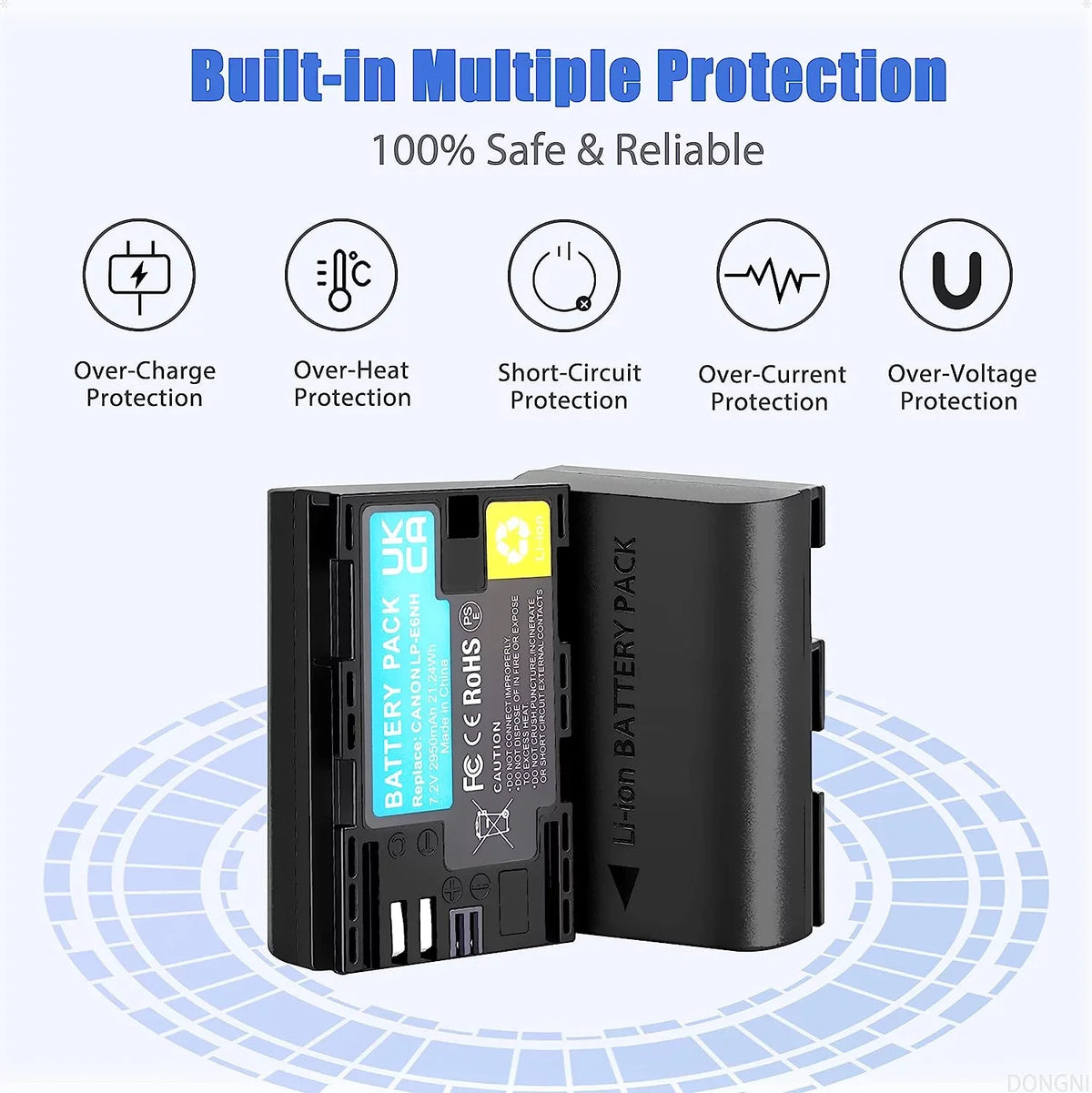 2-Pack -E6NH 2950mAh Batteries and Dual Charger for Canon  R R5 R6 5DS 6D 7D 60D 70D 80D 90D 5D Mark // Camera