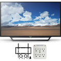 Sony -32W600D 32-Inch Class   with Built-in Wi-Fi Slim Flat Wall Mount Bundle includes Television, Slim Flat Wall Mount Ultimate Kit and Power Strip with Dual  Ports