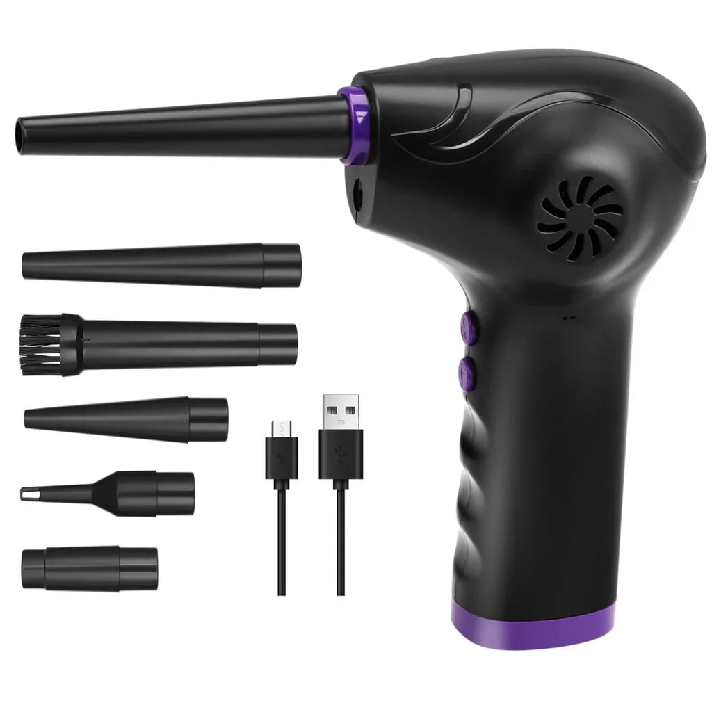 Electric Air Duster, 50000  Strong Power Motor Dust Blower, Compressed Air Duster with 5 Nozzle Tubes, 2-Speed Electric Dust Remover with  Light for Computer Keyboards