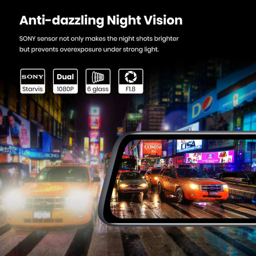 '- V5 9.35'' Full Laminated Ultrathin Touch Screen Rear View Mirror Camera, Dual 1080P Super Night Vision Backup Camera