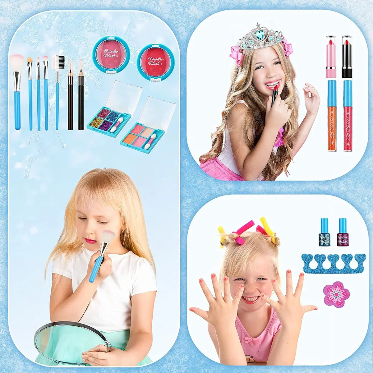 Kids Makeup Kit for Girl, Washable Makeup Set for Girls, Real Makeup for Kids, Girl Toys Princess Children Play Makeup Kit with Cosmetic Case Birthday for 3 4 5 6 7 8 9 10 11 12 Years Old Girls