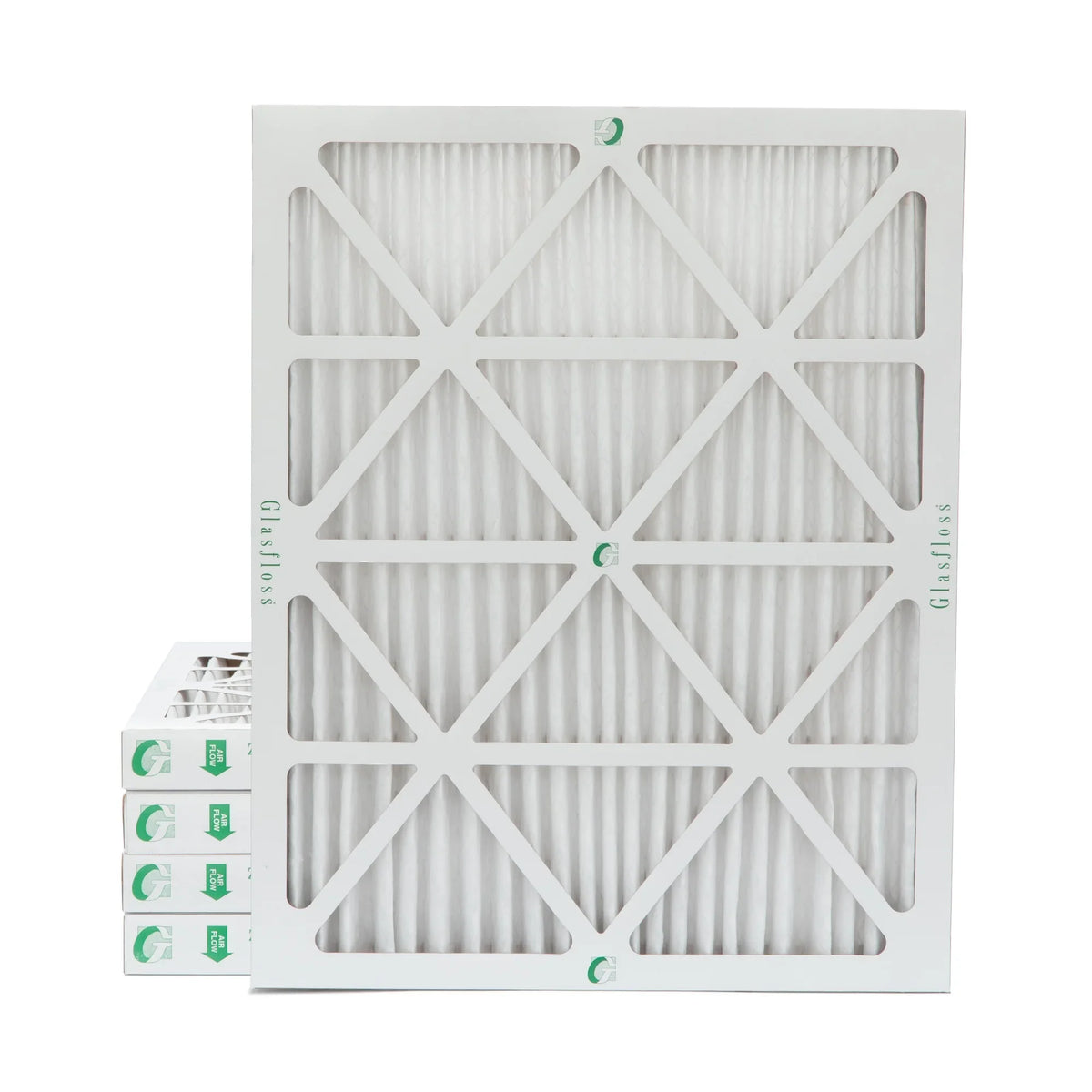 20x24x2  10 Pleated  Air Filters by Glasfloss. ( Quantity 5 ) Exact Size: 19-3/8 x 23-3/8 x 1-3/4