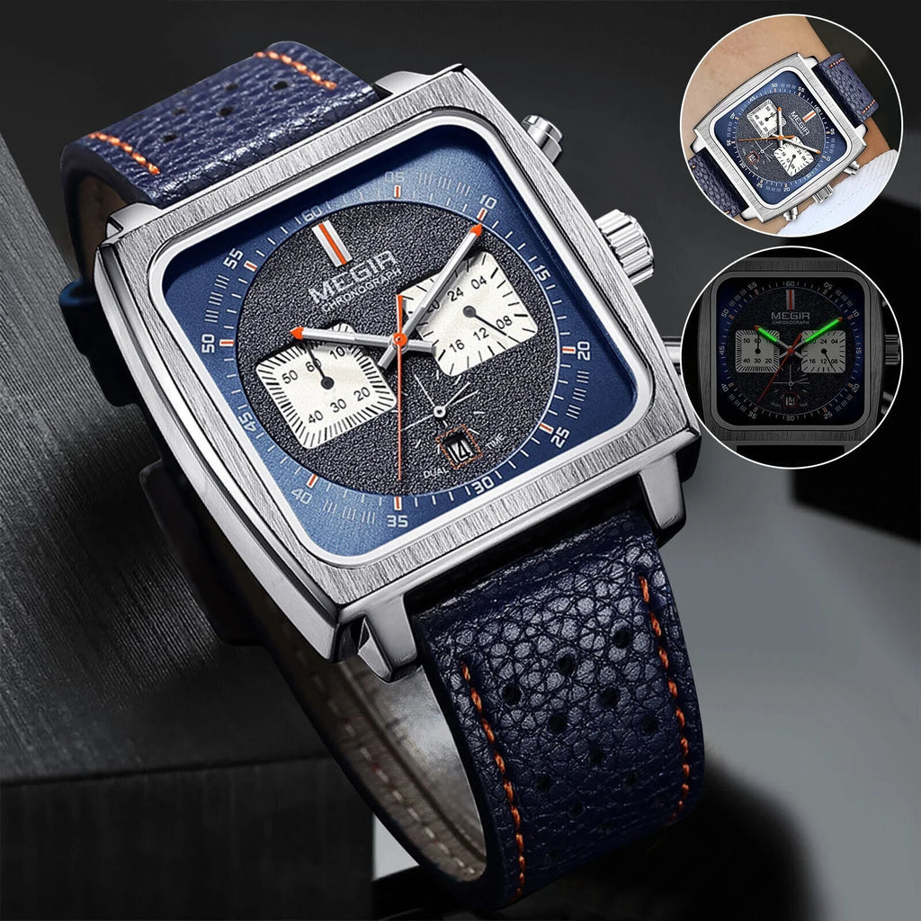 Waterproof  Men's Leather Luminous Analog Sports Quartz Military Wristwatch