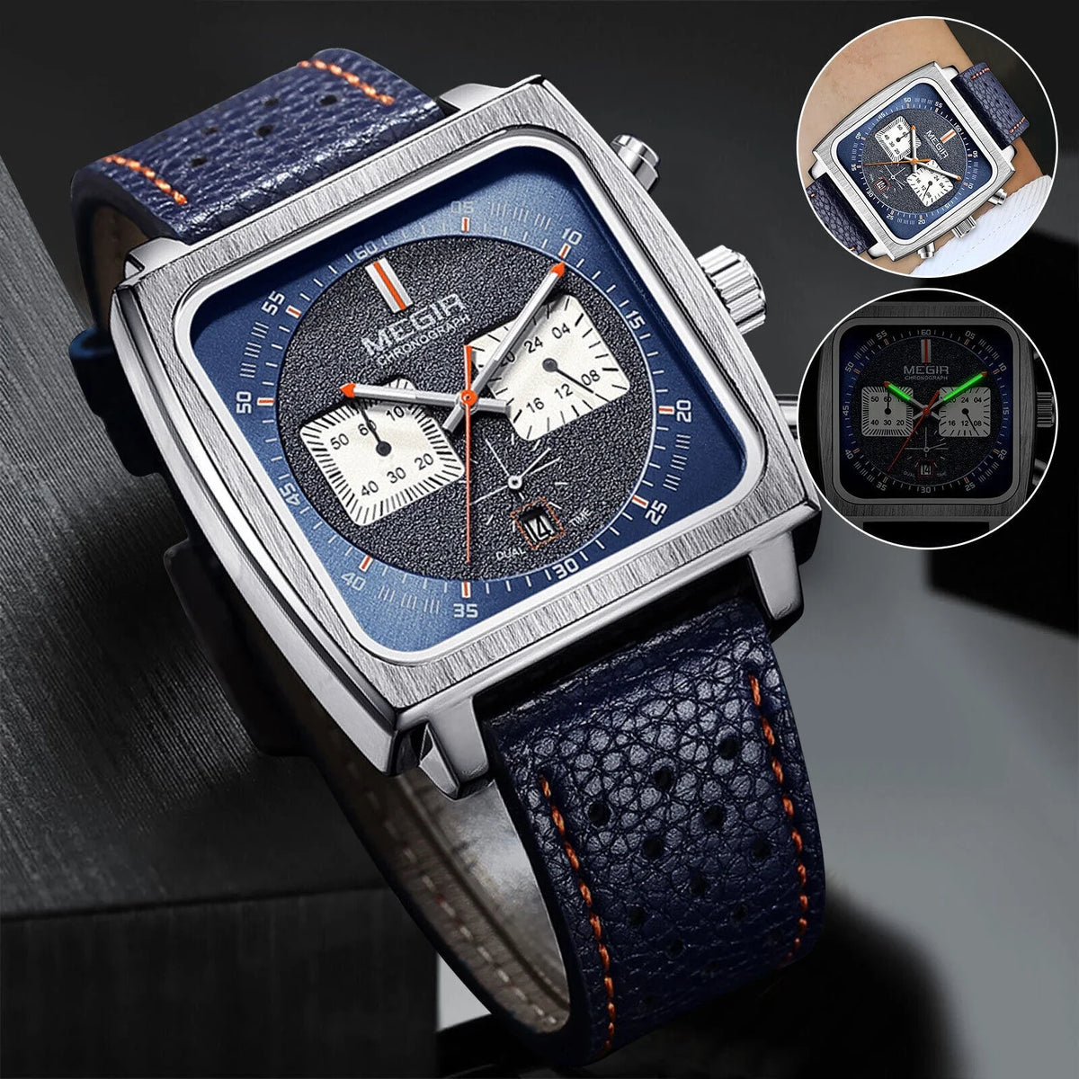 Waterproof  Men's Leather Luminous Analog Sports Quartz Military Wristwatch