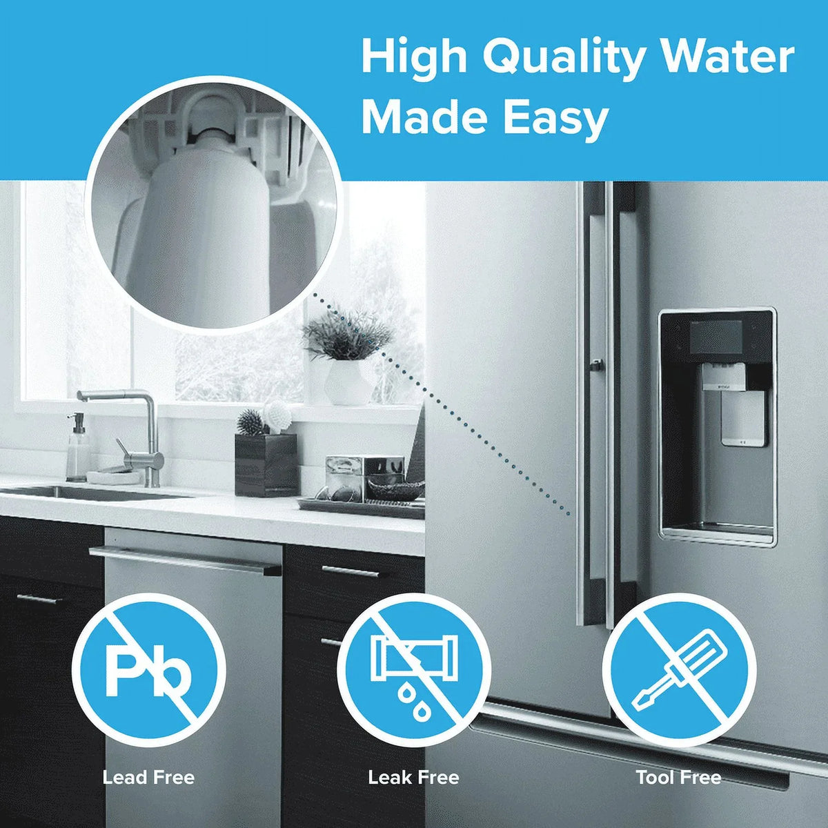 Brio 6046A Refrigerator Water Filter Replacement Compatible With LGLT1000P, LT1000PC, LT1000PCS, -1000PC, ADQ74793501