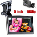 Luosen Baby Car Camera 1080P, Baby Mirror for Car Back Seat with 5 Inch  Monitor, Rear Facing Infant Camera Clear Night Vision, Newborns Travel Safety Kit