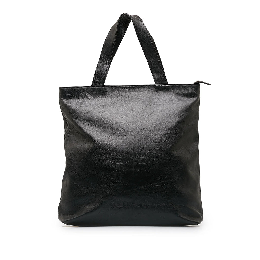 Pre-Owned Authenticated Chanel  Tote Lambskin Leather Black Tote Bag Unisex (Good)