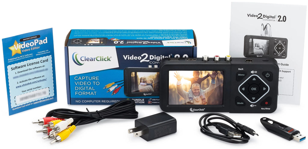 ClearClick Video to Digital Converter 2.0 (Second Generation) - Record Video from 's,  Tapes, , , Hi8, Camcorder, , Gaming Systems (Bundle Edition)