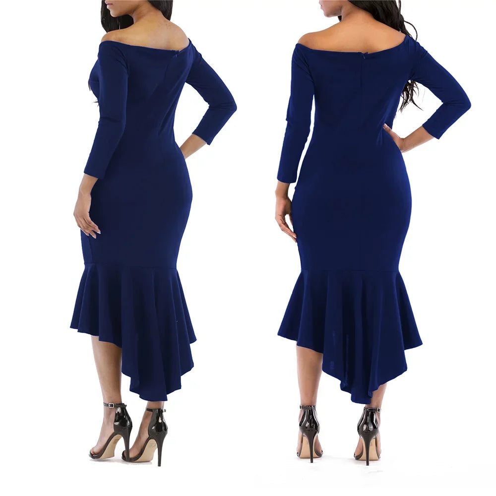 Women's Maxi Dresses 3/4 Long Sleeve Casual V Neck Bodycon Cocktail Bridesmaid Formal Dresses Party Ball Prom