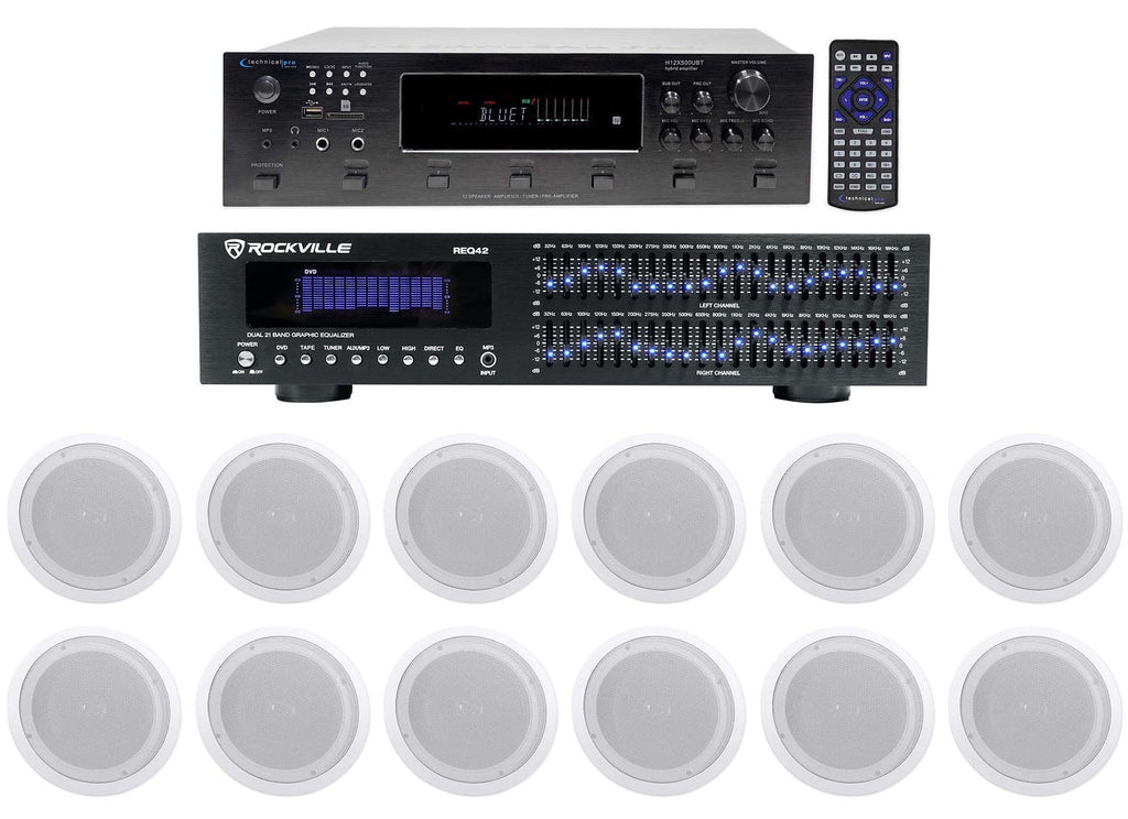 Technical Pro 6000w 6) Zone, Home Theater Bluetooth Receiver+12) 8" Speakers+