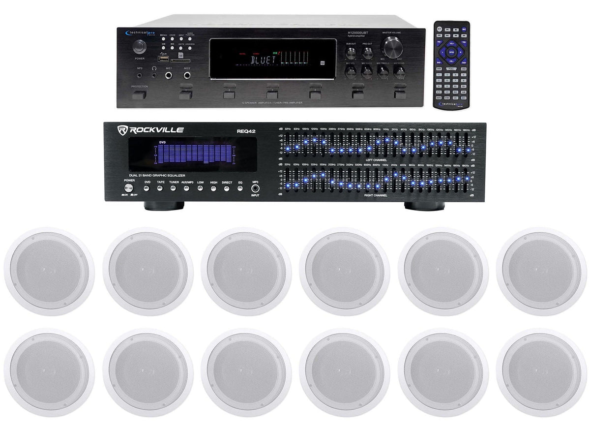 Technical Pro 6000w 6) Zone, Home Theater Bluetooth Receiver+12) 8" Speakers+