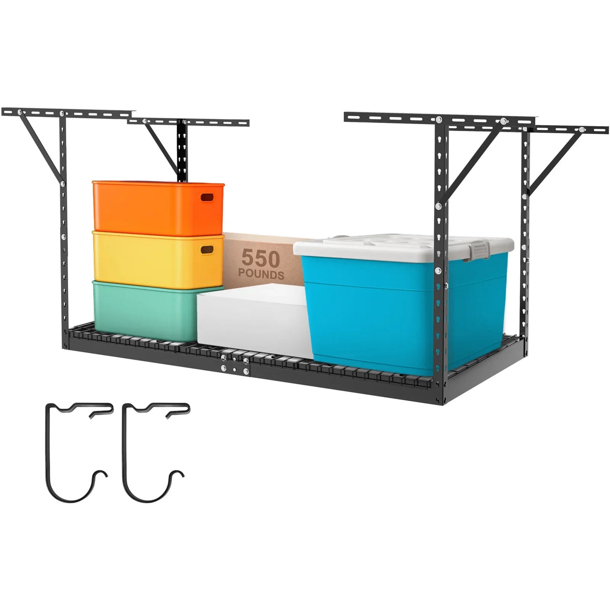 Overhead Adjustable Garage Storage Rack 36x72" Ceiling Rack 550 lbs Black