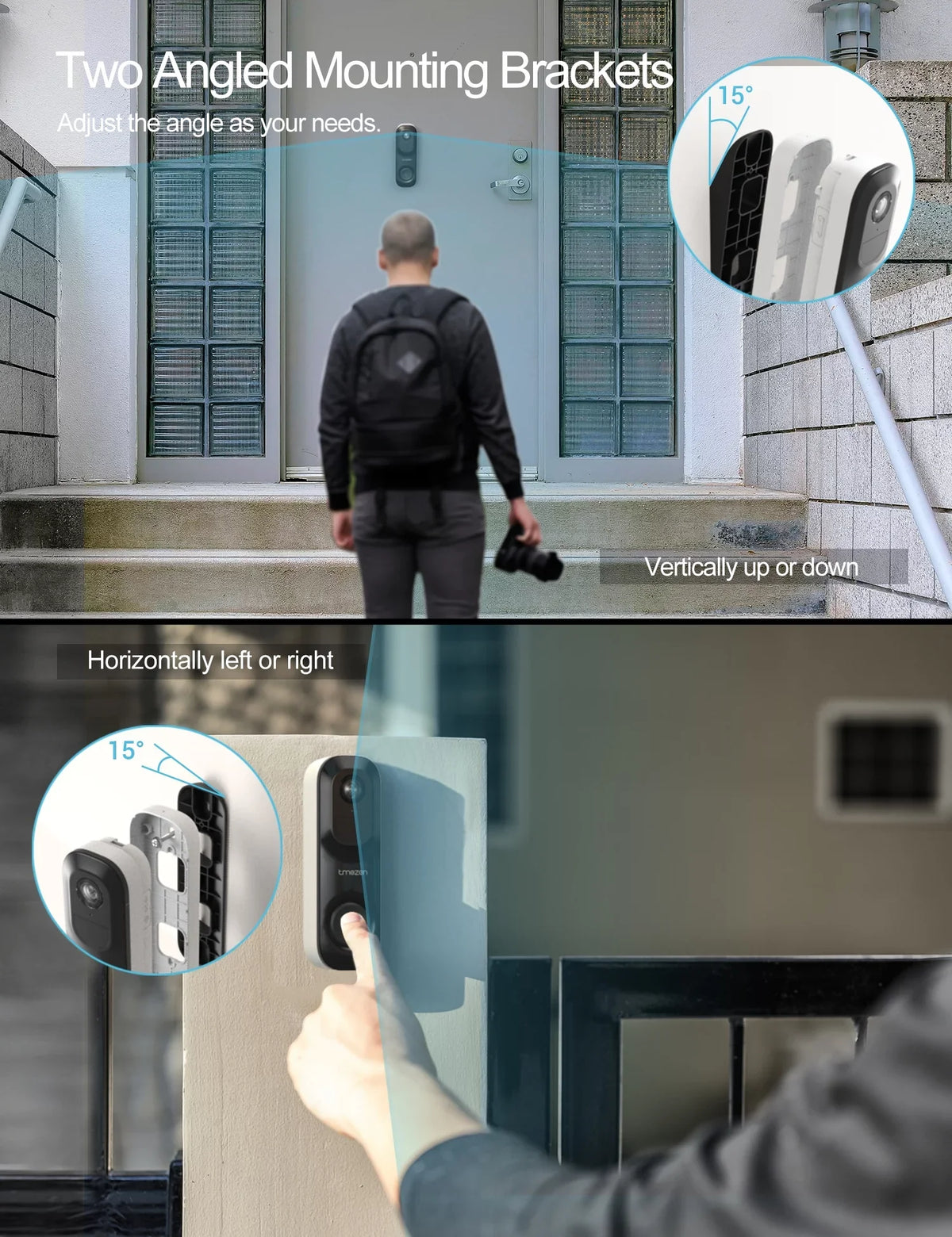Wireless Doorbell Camera, 2K Smart Video Doorbell Works with Alexa Door Bell Camera for Home Security, 2.4G WiFi Required