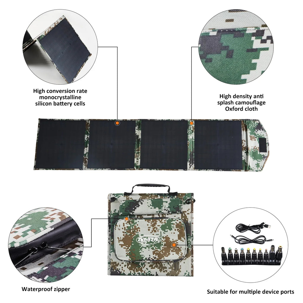 Solar Panels 80W Portable Camping Solar Kit Foldable for Power Station Generator Folding Solar Charger compatible