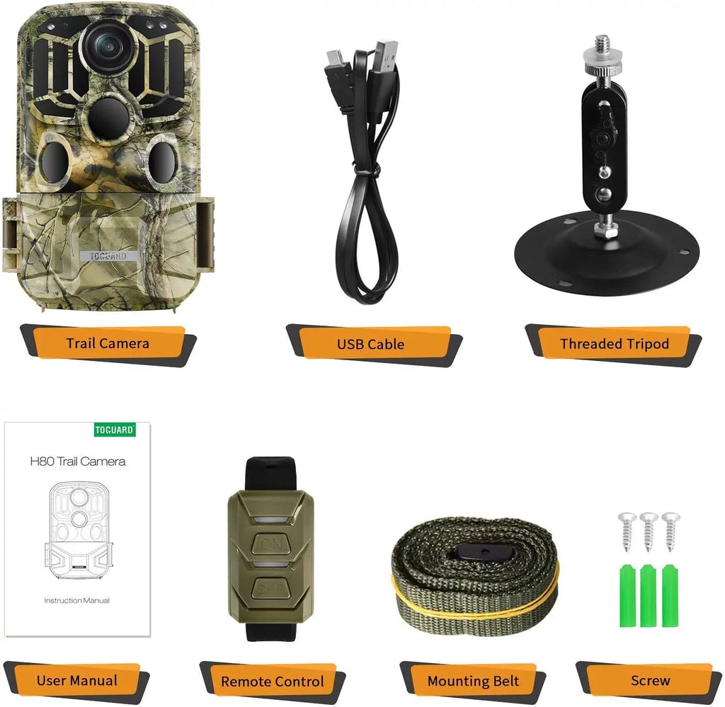 H80 WiFi Bluetooth Trail Camera 20MP 1296P Game Hunting Camera with Nigth Vision Waterproof