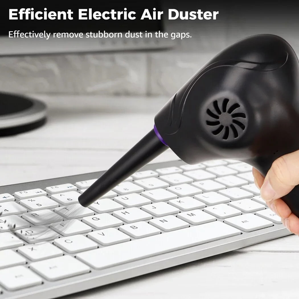 Electric Air Duster, 50000  Strong Power Motor Dust Blower, Compressed Air Duster with 5 Nozzle Tubes, 2-Speed Electric Dust Remover with  Light for Computer Keyboards