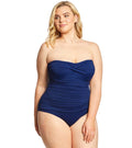 Ralph Lauren Women Plus Size Twist Bandeau One-Piece Swimsuit Navy 16W
