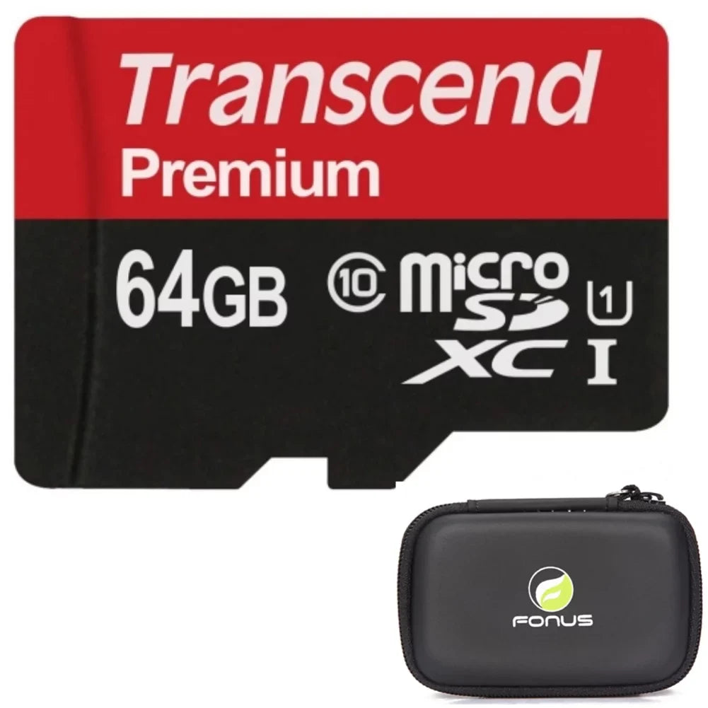 64GB Memory Card with Zipper Case - Transcend High Speed MicroSD Class 10 MicroSDXC Compatible for Blackview BV9000 Pro, BV8000 Pro -  S1, Vivo XL4,,Plus, Studio X8 , Pure View - D2P