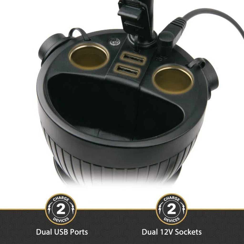 Scosche UH2PCUP Powerhub 4” Adjustable Arm and Cup Holder Car Mount Black