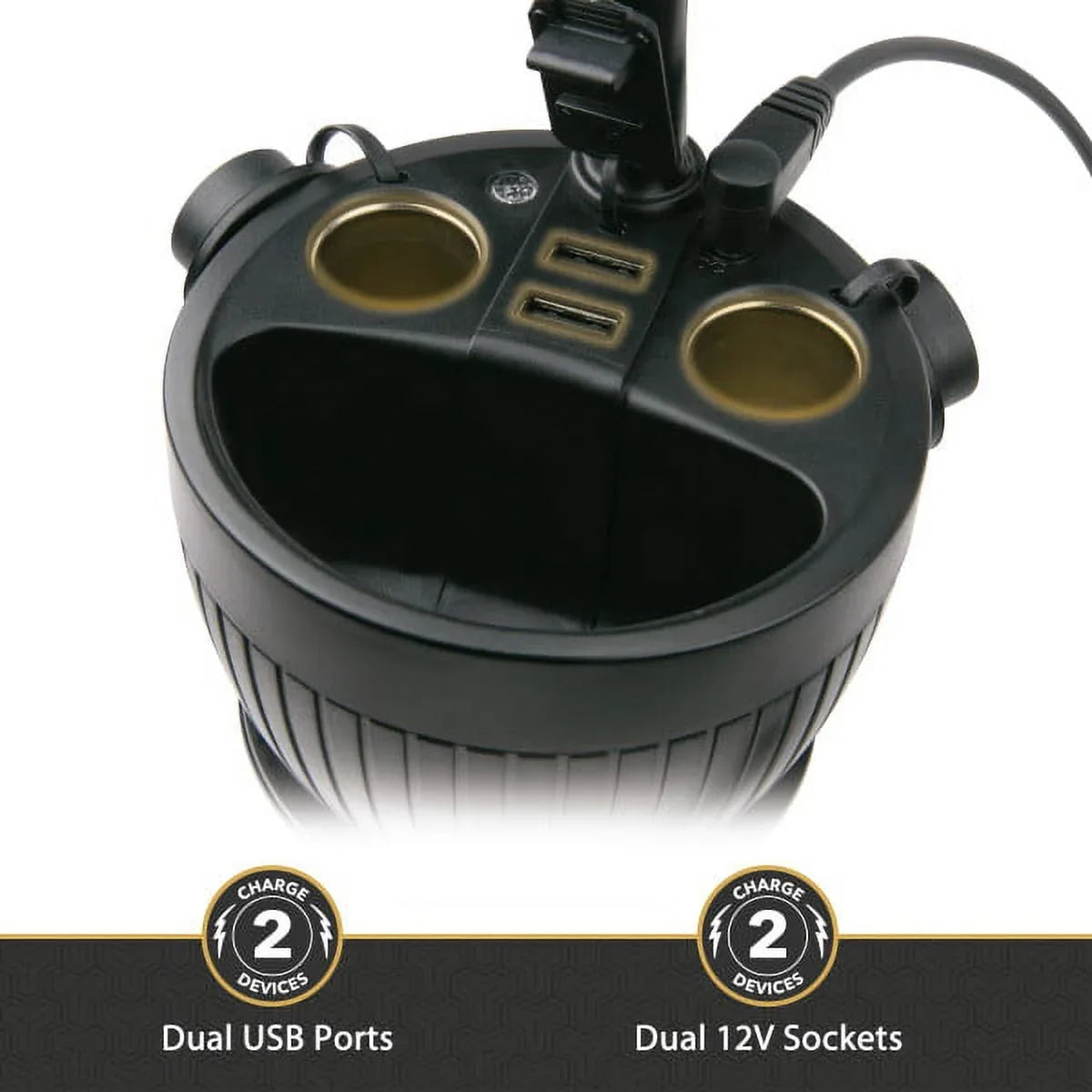Scosche UH2PCUP Powerhub 4” Adjustable Arm and Cup Holder Car Mount Black
