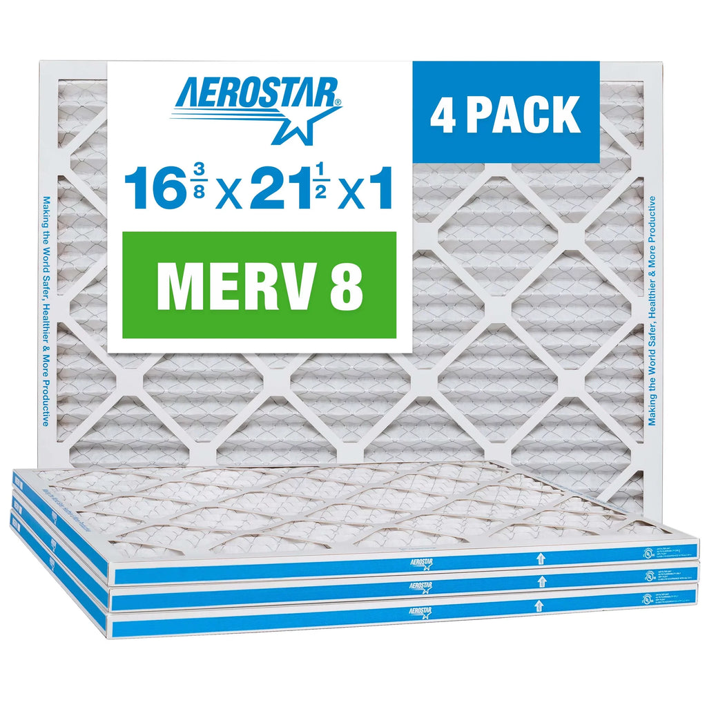 Aerostar 16 3/8 x 21 1/2 x 1  8 Pleated Air Filter,  Furnace Air Filter, 4 Pack