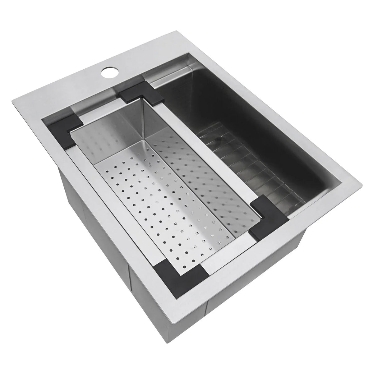 Ruvati RVH8210 15 x 20 in. Workstation Drop-in Topmount Bar Prep  Sink 16 Gauge Stainless Steel