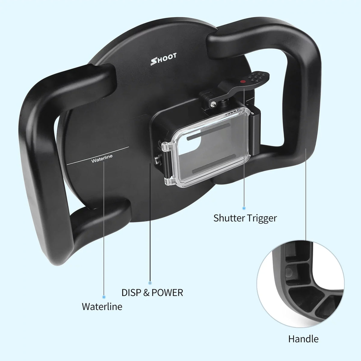 XTGP559 Dual Handle Dome Port Case - 45m Waterproof, 180° Wide Angle for Hero 9 Black Hero 10