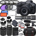 Canon  R5 Full Frame Mirrorless Camera with  24-105mm  & 75-300mm  + 500mm f/8 Focus Lenses, Accessories: 2X 64GB Memory Cards,  Video Light, Microphone, Extra Battery, Case & More