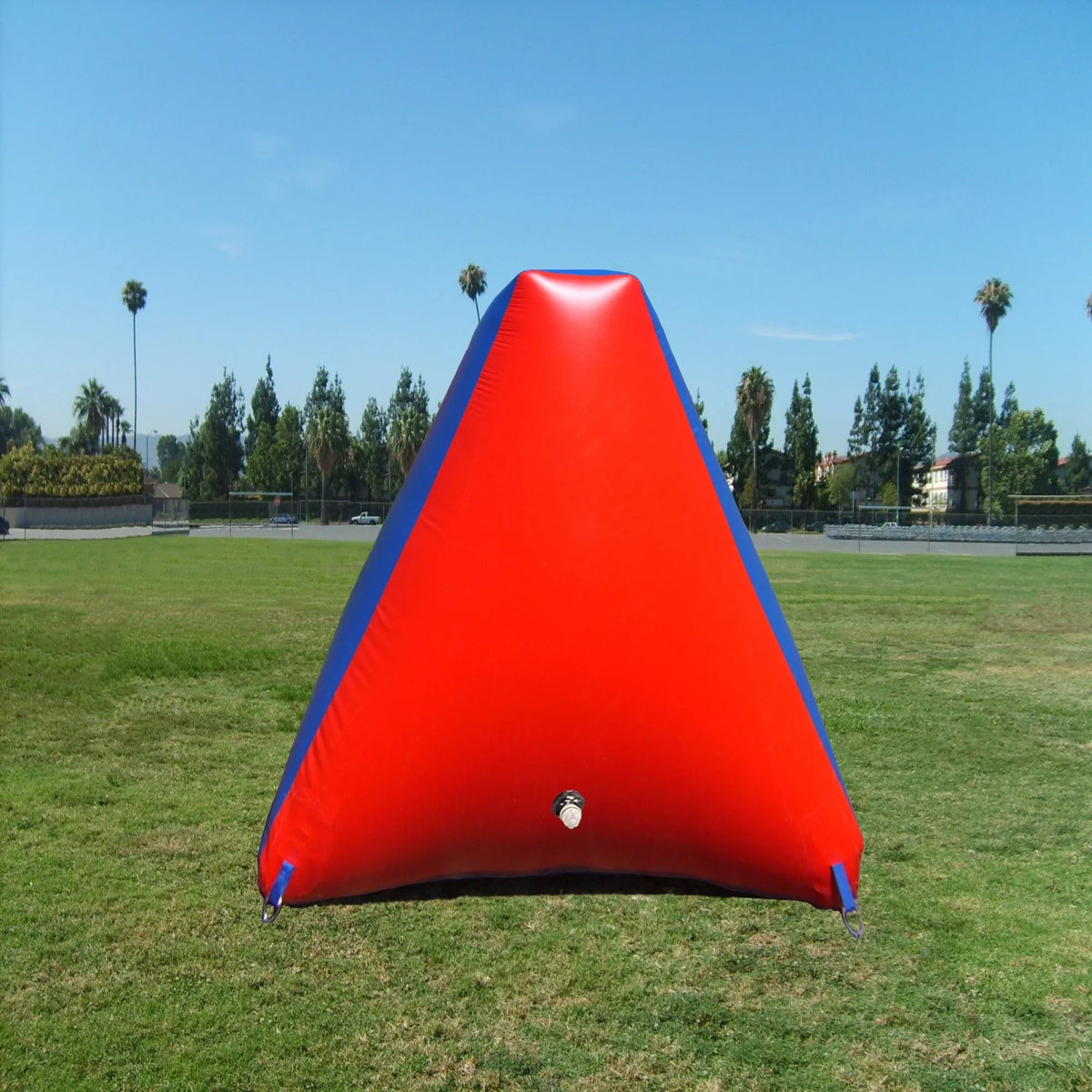 Sportogo Inflatable Air Bunker Pyramid for Paintball, Airsoft, Archery, Laser Tag, 1 Piece, 5 Foot Tall, Red & Blue