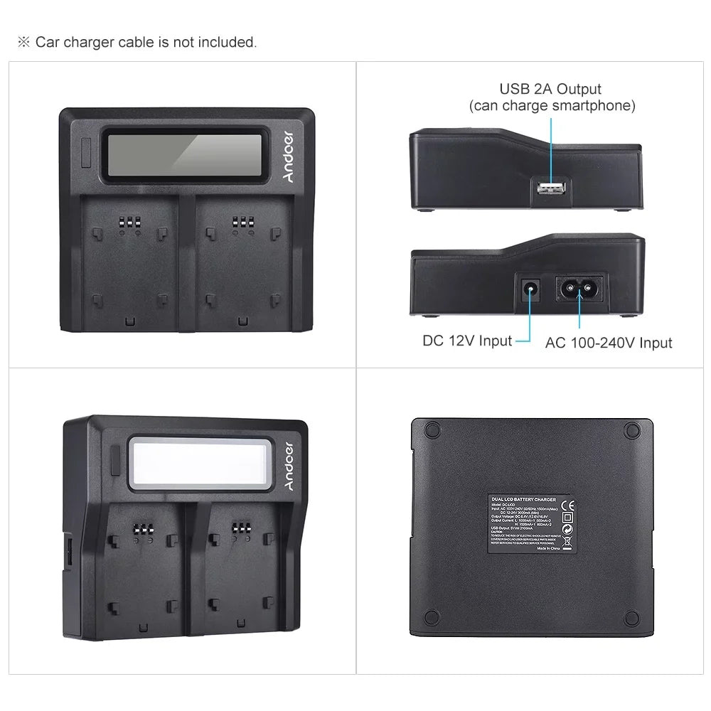 Andoer -FZ100 Dual Channel  Camera Battery Replacement for Sony A7III A9 A7RIII A7SIII