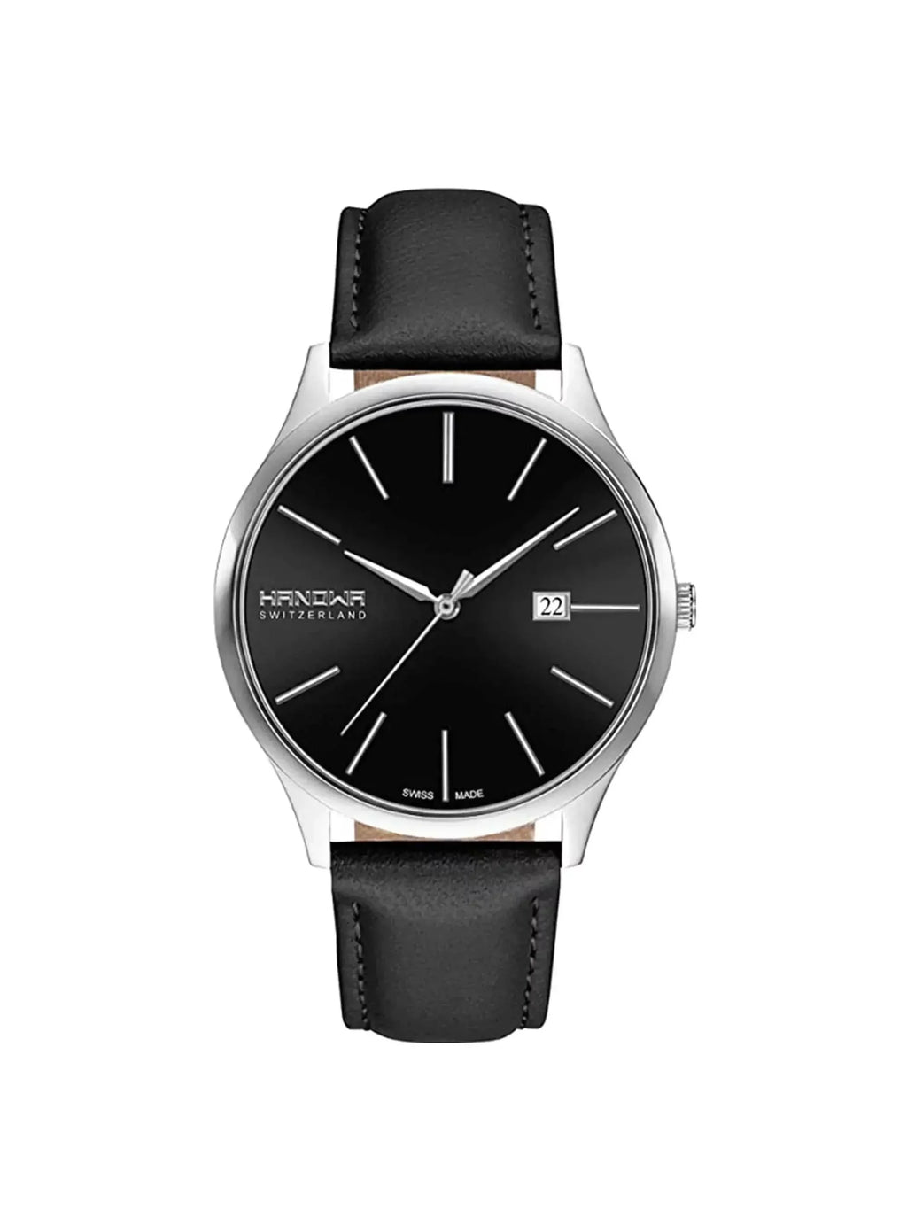 Hanowa Pure Stainless Steel Black Dial Quartz Mens Watch 16-4075.04.007