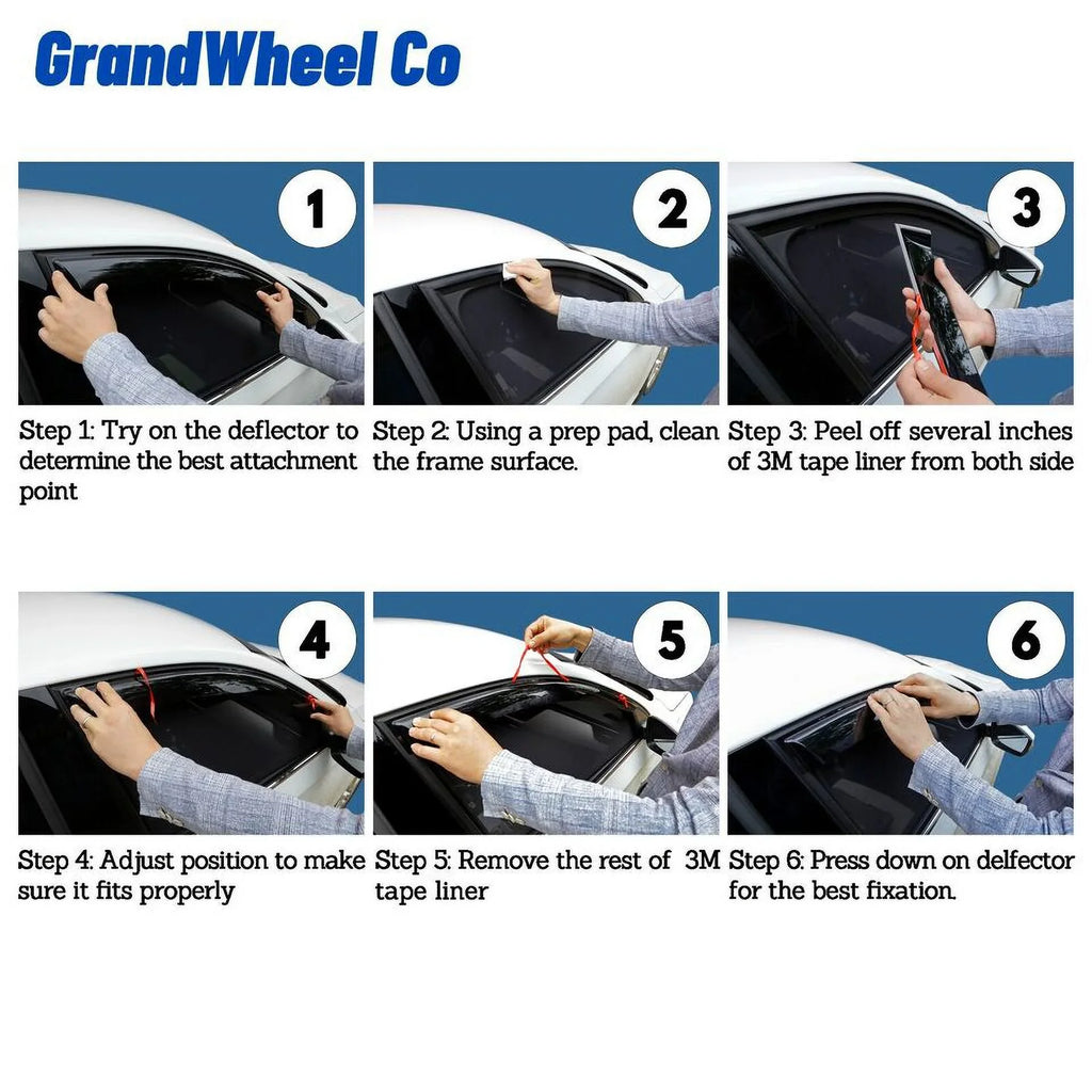 GrandWheel Co Smoke Tinted Tape-On Side Window Vent Visor Deflectors Rain Guards Compatible with Mitsubishi Outlander 2014-2021 - 4pcs. GW0389