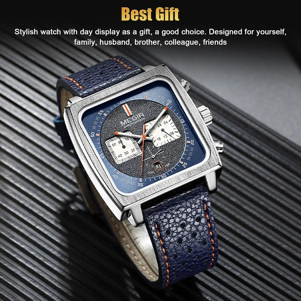 Waterproof  Men's Leather Luminous Analog Sports Quartz Military Wristwatch