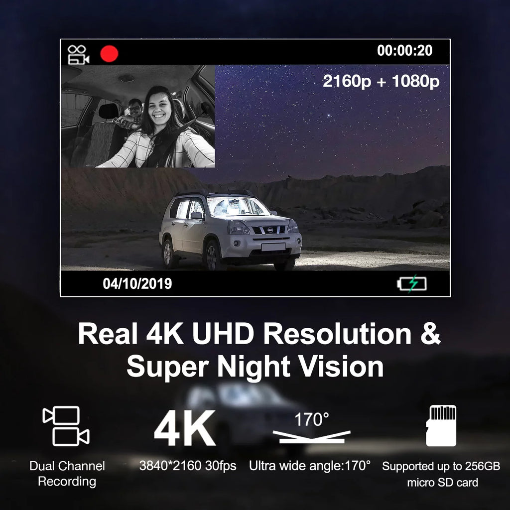 V5C Dash Cam Front 4K & 1080p Cabin Camera w/ Modular Capabilities, Wi-Fi, and