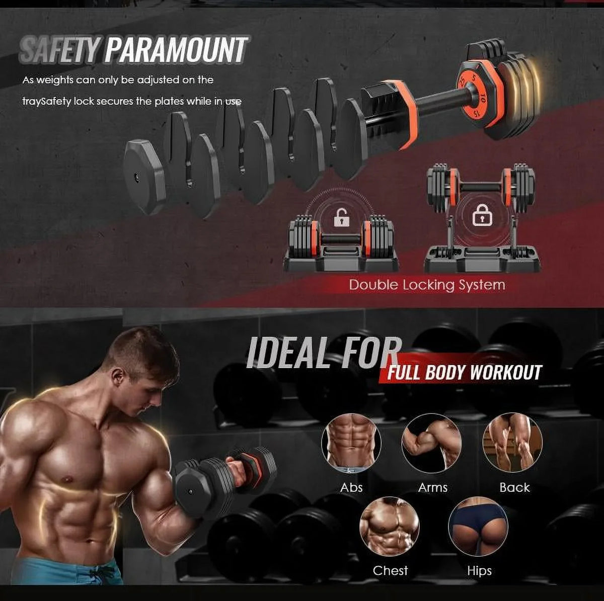 Seizeen Dumbbells, 5-In-1 Adjustable Dumbbells Set, Free Weights Dumbbells 5-25 Pound for Man Woman Home Gym Workouts, Single