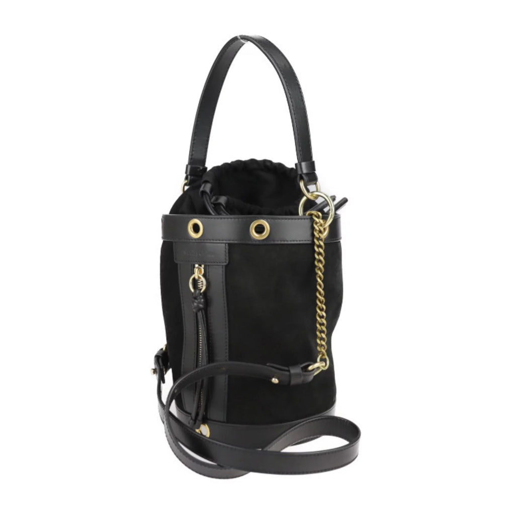 Pre-Owned See by Chloé    sea by Chloe Debbie handbag suede leather black gold metal fittings 2WAY shoulder bag tote (Good)