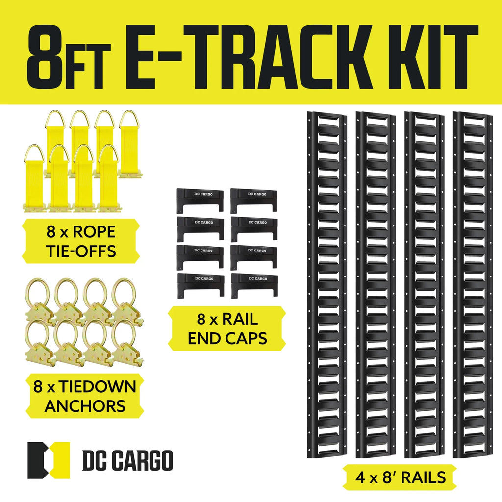 Cargo Etrack Rails Kit 8' Black Trailer Tie Down Rails & E Track Accessories