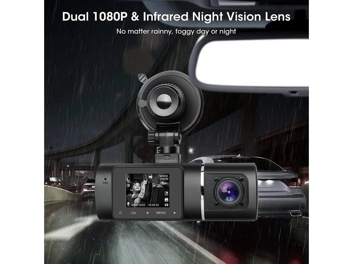 Dual Dash Cam Hardwire Kit Included  1080p+1080p Front Inside Cabin Car Camera Driving Recorder with Infrared Night Vision  G-Sensor Loop Recording for Taxi Rideshare