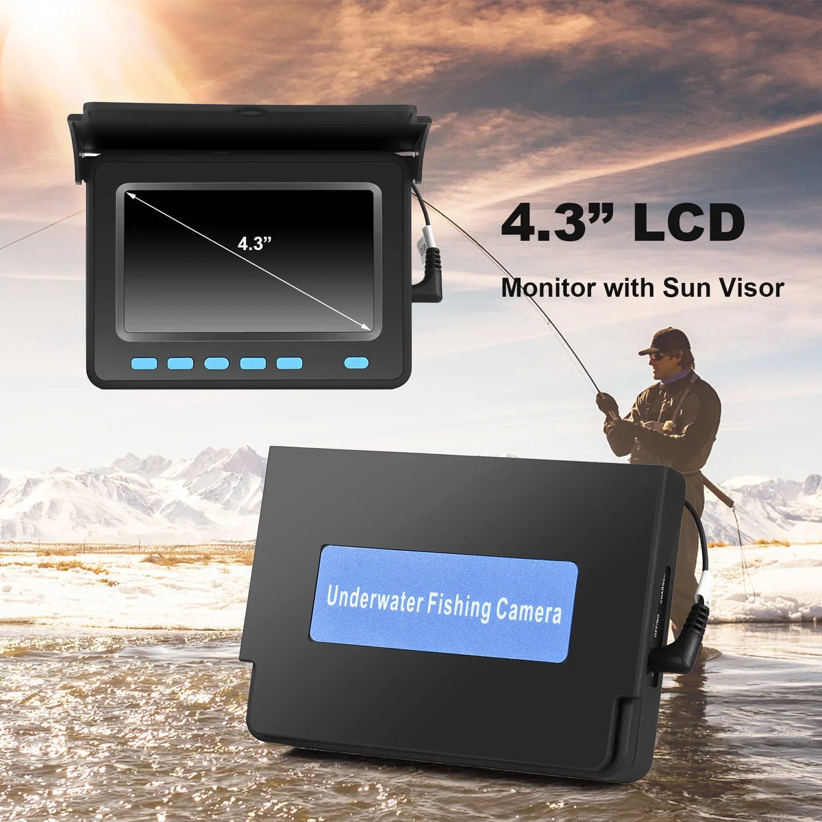Walmeck 20M/30M 1200TVL Underwater Fishing Camera Fish Finder 4.3''  8PCS   Night Vision Camera for Ice Boat Fishing