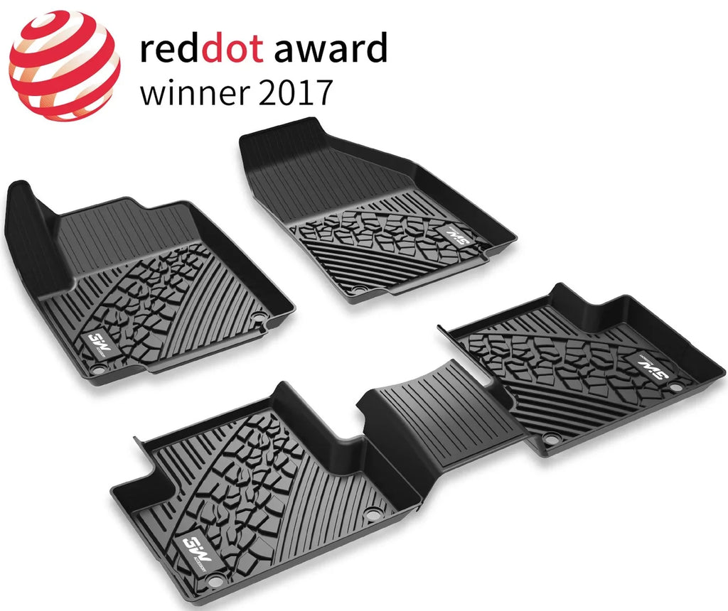 3W Floor Mats for Jeep Compass 2017-2023 Full Set Front and Rear 2 Rows seat Floor Liner with All Weather Odorless  (New Body Style Only), Black