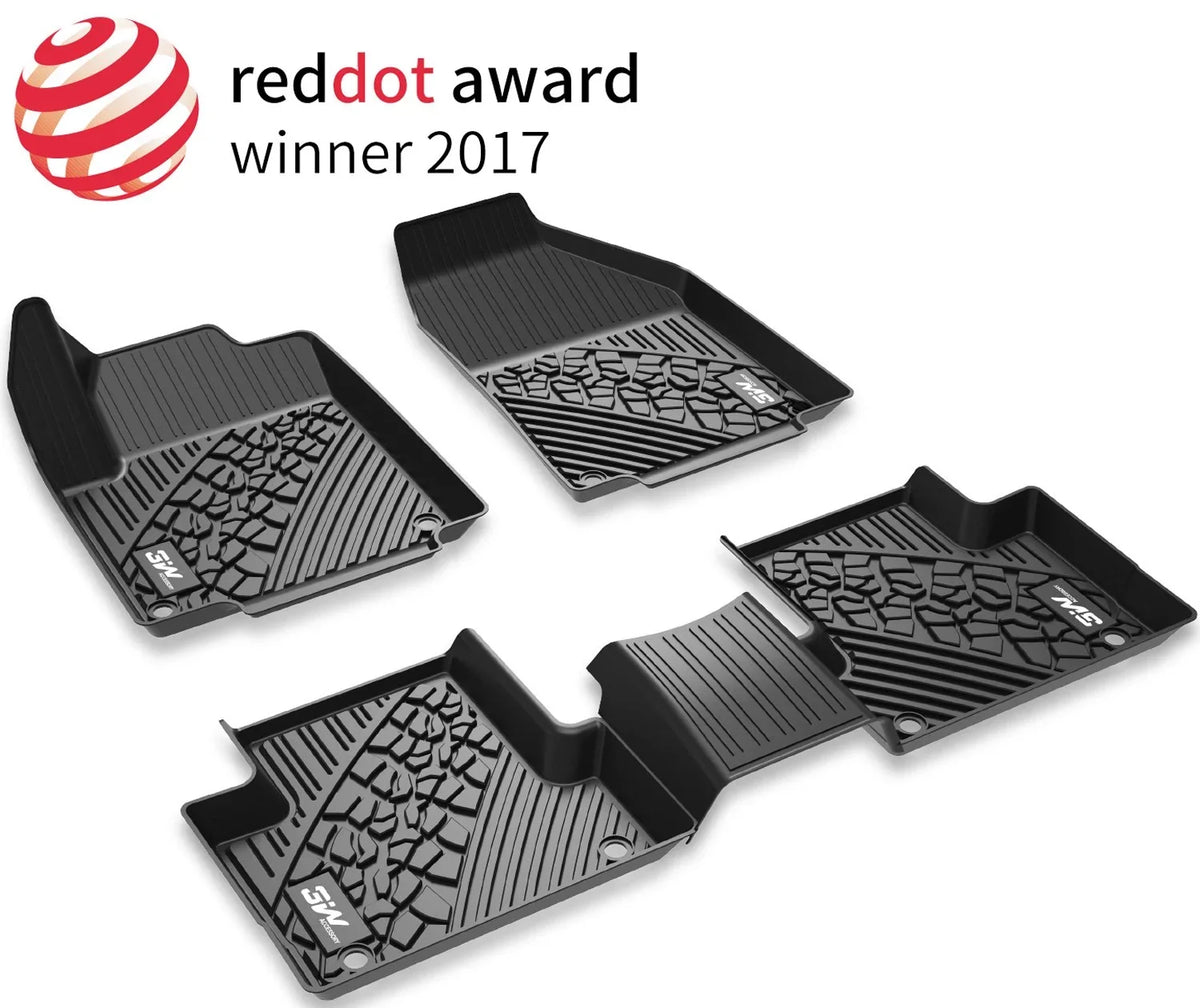 3W Floor Mats for Jeep Compass 2017-2023 Full Set Front and Rear 2 Rows seat Floor Liner with All Weather Odorless  (New Body Style Only), Black
