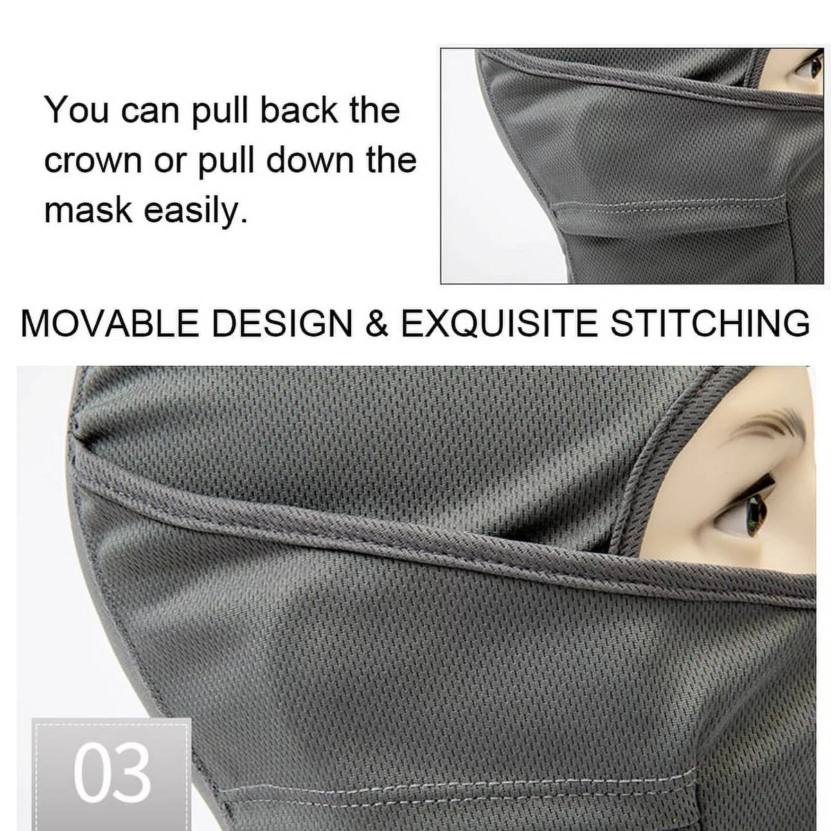 Toptie 45 Pack Black Balaclava Ourdoor  Sun Protection Hood Mesh Cooling Adjustable Balaclava for Men Women-45 Pcs Black