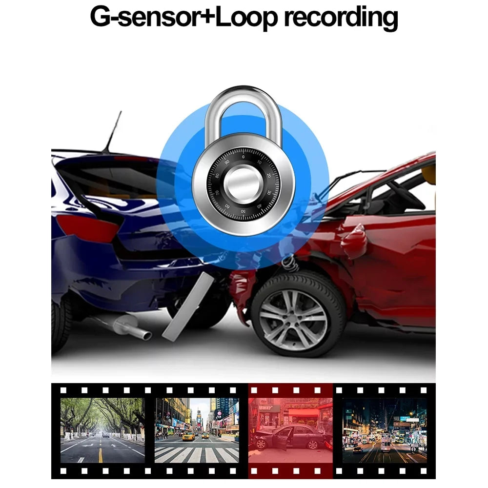 Paddsun 4K 12" Dash Cam Mirror  WiFi Voice Control Car Rear View Backup Dual Camera