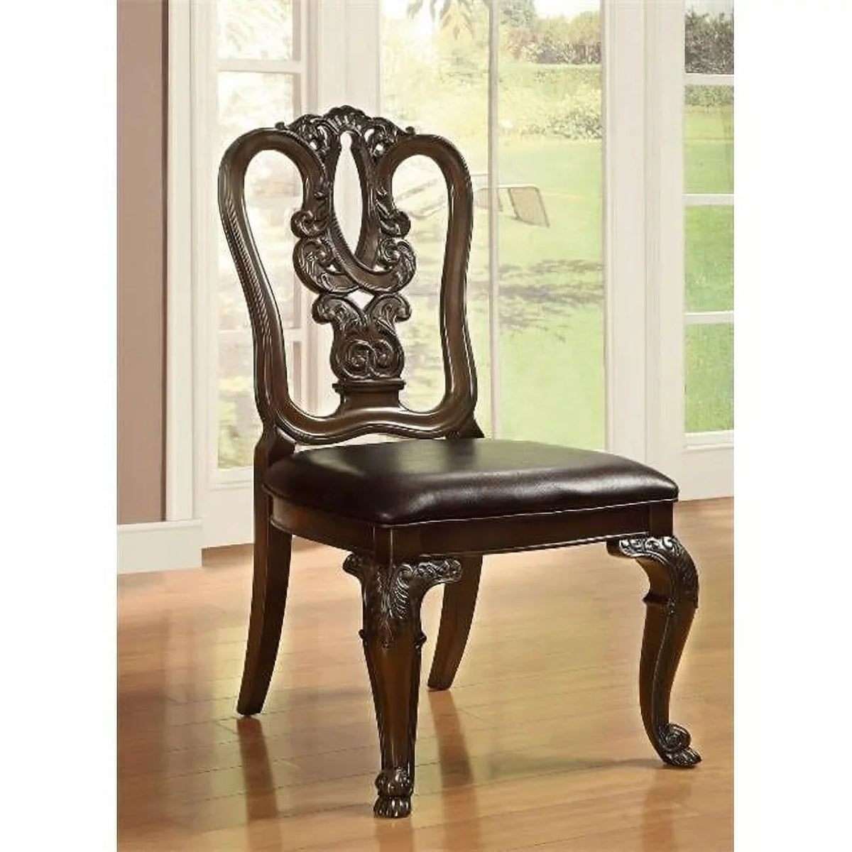 Furniture Of America -3319W- Woden Side Chair- 2 Pack - Brown Cherry