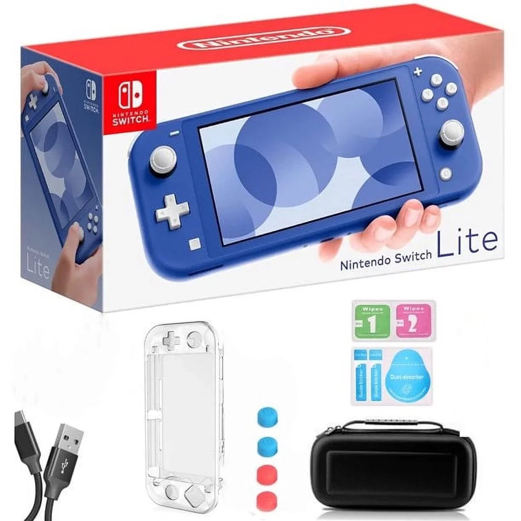 Nintendo Switch Lite Blue - 5.5" Touchscreen Display, Built-in Plus Control Pad, Built-in Speakers, 802.11ac WiFi, Bluetooth, Bundle with Carrying Case +  cable