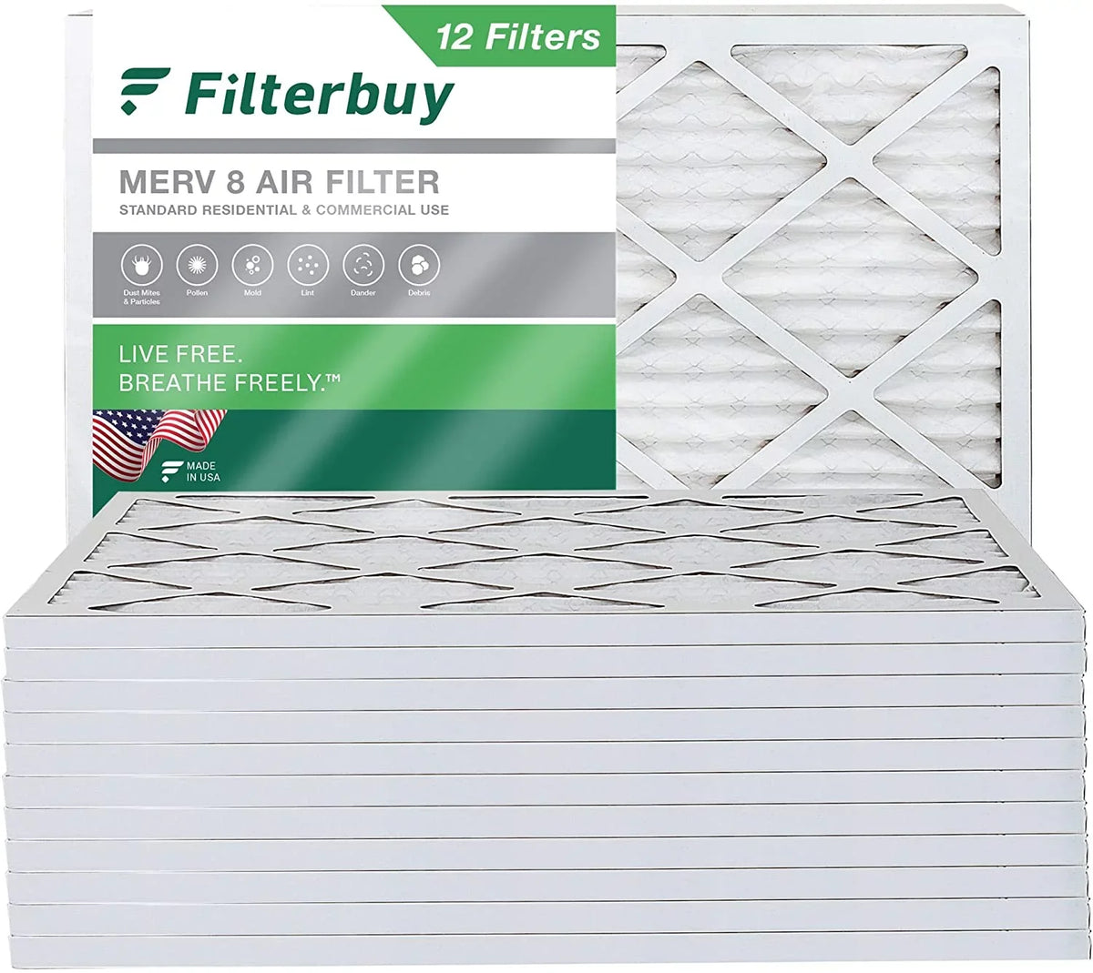 Filterbuy 18x21x1  8 Pleated   Furnace Air Filters (12-Pack)